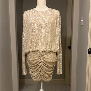 NWT Endless Rose Gold Sequin Long Sleeve Dress